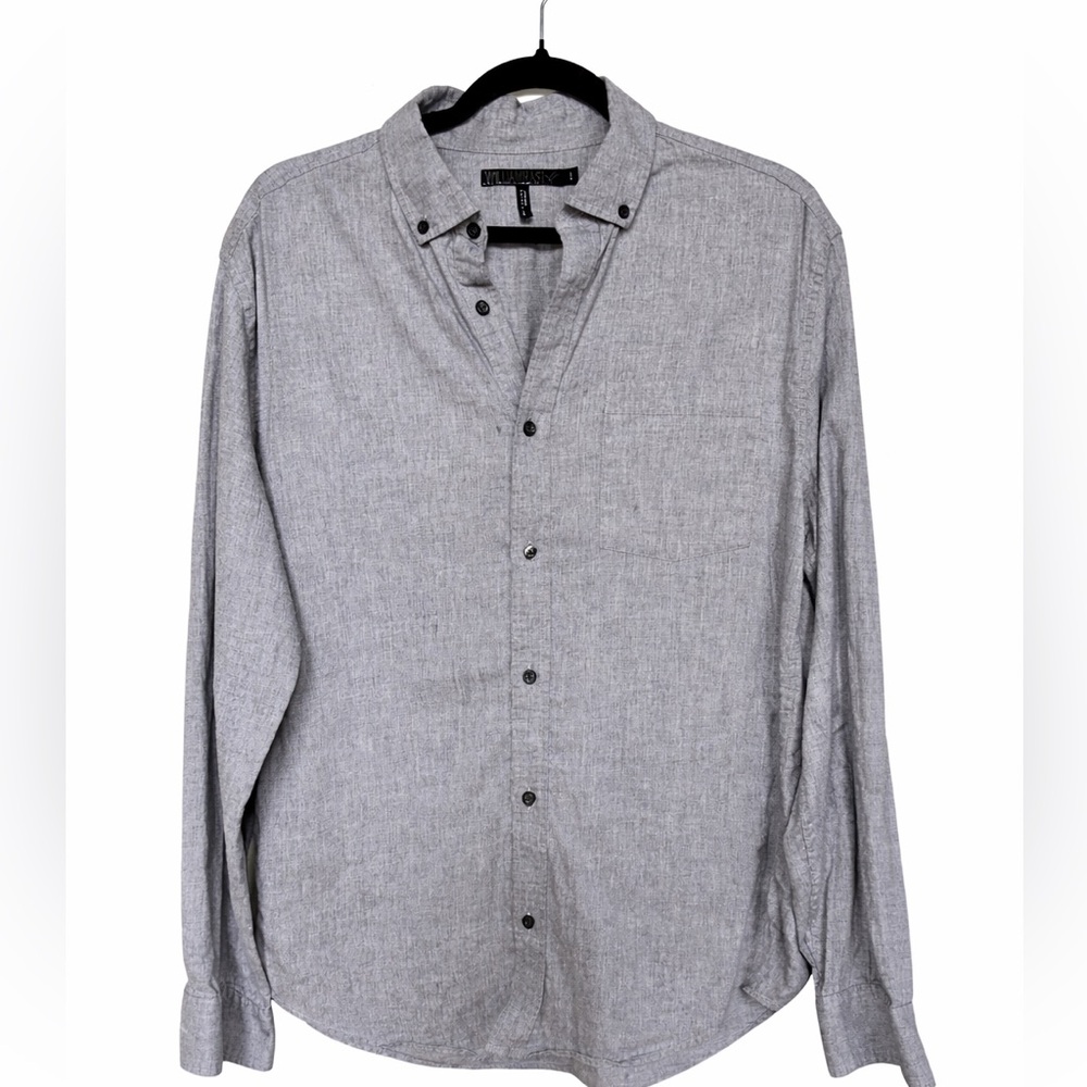 William Rast Gray Button Down Shirt Men’s Large No Iron Wrinkle Free